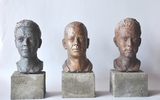 Portraits Brueder Bronze Patiniert H 13cm